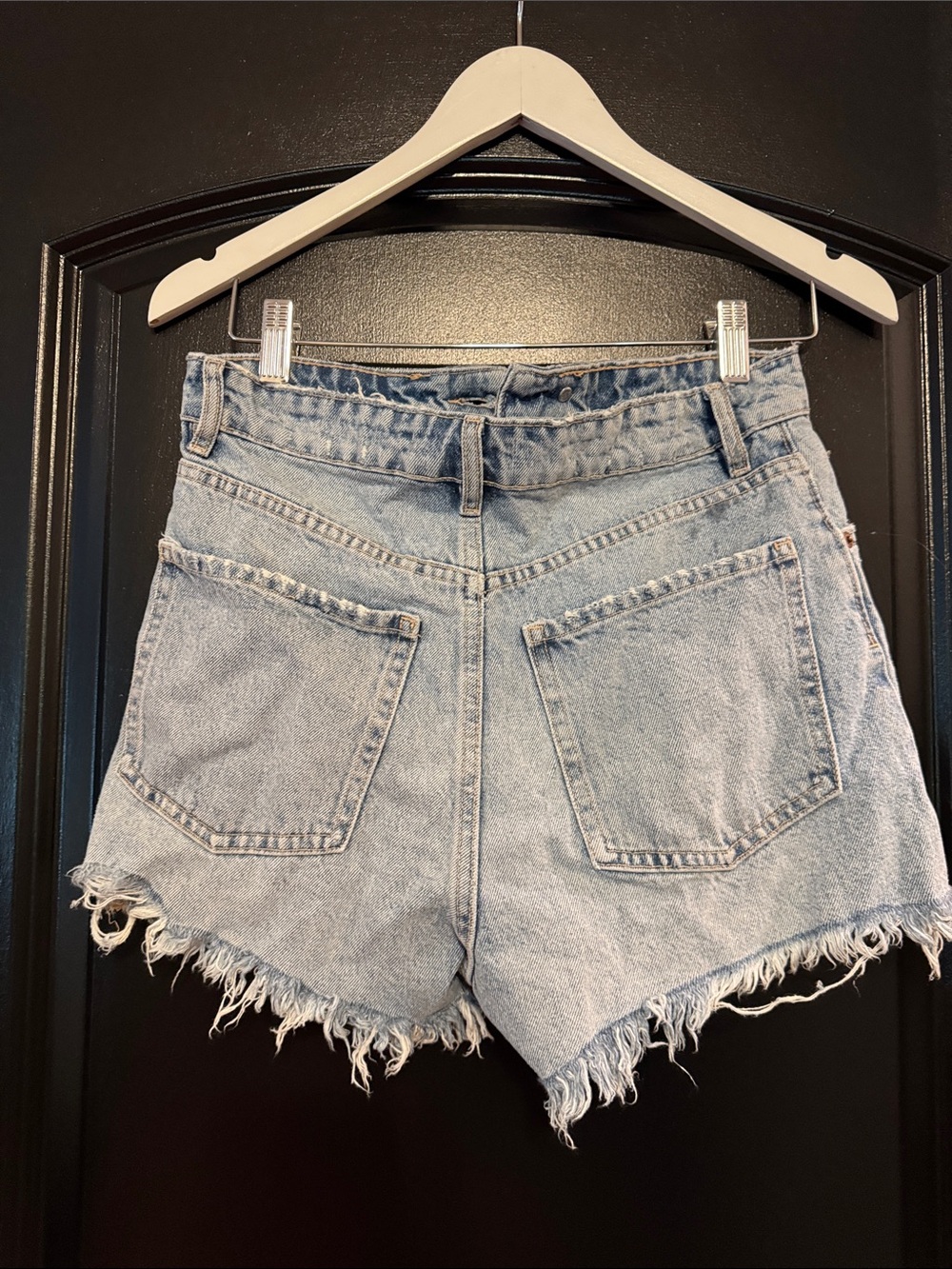 Zara Light Blue Distressed Denim Shorts - Picture 2 of 3